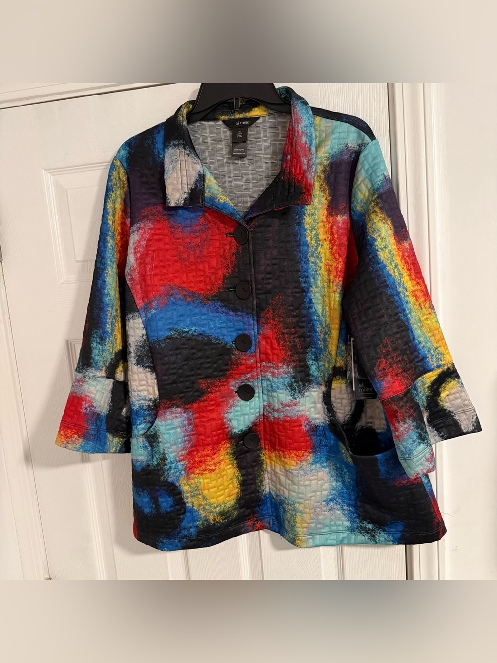 Ali Miles Multicolor Abstract Print Button-Up Jacket